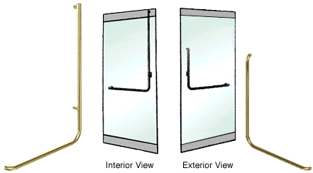 C.R. Laurence CRL Polished Brass Right Hand Reverse Rail Mount &quot;B&quot; Exterior Top Securing Dummy Handle | DH100B3RPB