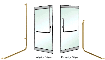 C.R. Laurence CRL Satin Brass Right Hand Reverse Rail Mount &quot;B&quot; Exterior Top Securing Dummy Handle | DH100B3RSB