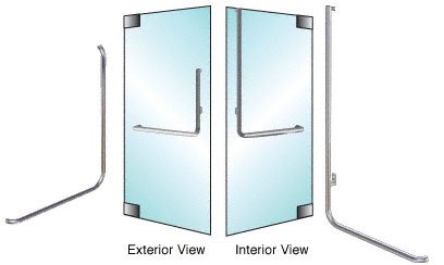 C.R. Laurence CRL Brushed Stainless Left Hand Reverse Glass Mount &quot;B&quot; Exterior Top Securing Dummy Handle | DH100B4GBS