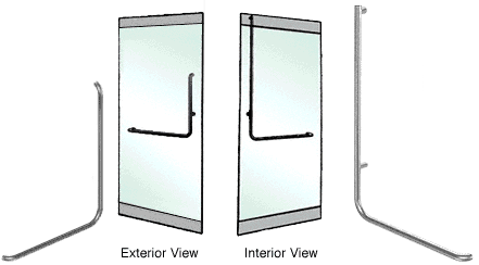C.R. Laurence CRL Brushed Stainless Left Hand Reverse Rail Mount &quot;B&quot; Exterior Top Securing Dummy Handle | DH100B4RBS