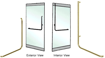 C.R. Laurence CRL Polished Brass Left Hand Reverse Rail Mount &quot;B&quot; Exterior Top Securing Dummy Handle | DH100B4RPB
