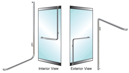 C.R. Laurence CRL Brushed Stainless Right Hand Reverse Low Profile Rail Mount &quot;C&quot; Exterior Top Securing Dummy Handle | DH100C3LBS