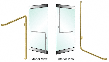 C.R. Laurence CRL Polished Brass Left Hand Reverse Rail Mount &quot;C&quot; Exterior Top Securing Dummy Handle | DH100C4RPB