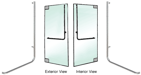 C.R. Laurence CRL Brushed Stainless Left Hand Double Acting Glass Mount Exterior Top Securing Dummy Handle | DH100D2GBS