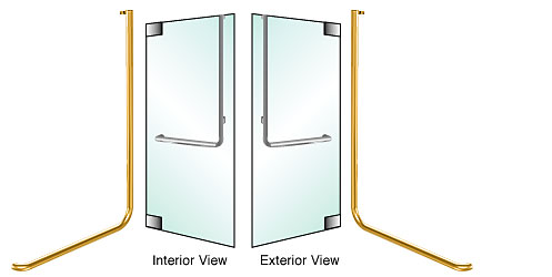 C.R. Laurence CRL Satin Brass Right Hand Reverse Glass Mount &quot;D&quot; Exterior Top Securing Dummy Handle | DH100D3GSB