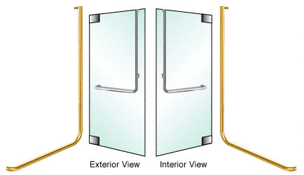 C.R. Laurence CRL Satin Brass Left Hand Reverse Glass Mount &quot;D&quot; Exterior Top Securing Dummy Handle | DH100D4GSB