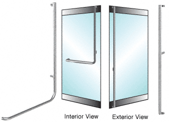C.R. Laurence CRL Brushed Stainless Right Hand Double Acting Rail Mount &quot;F&quot; Exterior Dummy Handle | DH100F1RBS