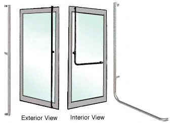 C.R. Laurence CRL Brushed Stainless Left Hand Reverse Aluminum Door Mount &quot;F&quot; Exterior Top Securing Dummy Handle | DH100F4ABS
