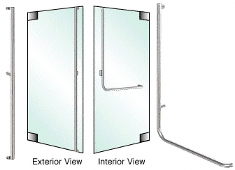 C.R. Laurence CRL Brushed Stainless Left Hand Reverse Glass Mount &quot;F&quot; Exterior Top Securing Dummy Handle | DH100F4GBS