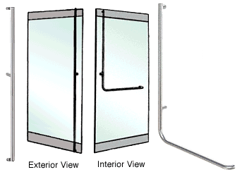 C.R. Laurence CRL Brushed Stainless Left Hand Reverse Rail Mount &quot;F&quot; Exterior Top Securing Dummy Handle | DH100F4RBS