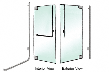 C.R. Laurence CRL Brushed Stainless Right Hand Reverse Glass Mount &quot;JS&quot; Exterior Top Securing Dummy Handle | DH100JS3GBS