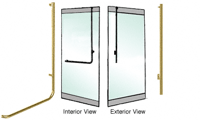 C.R. Laurence CRL Polished Brass Right Hand Reverse Rail Mount &quot;JS&quot; Exterior Top Securing Dummy Handle | DH100JS3RPB