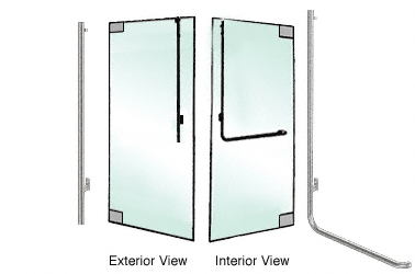 C.R. Laurence CRL Brushed Stainless Left Hand Reverse Glass Mount &quot;JS&quot; Exterior Top Securing Dummy Handle | DH100JS4GBS