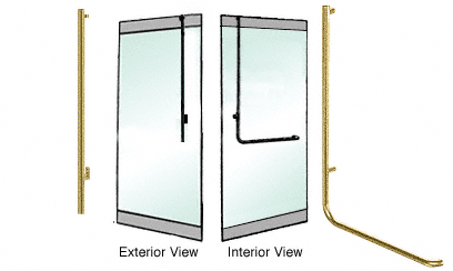 C.R. Laurence CRL Polished Brass Left Hand Reverse Rail Mount &quot;JS&quot; Exterior Top Securing Dummy Handle | DH100JS4RPB