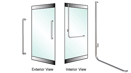 C.R. Laurence CRL Polished Stainless Left Hand Reverse Rail Mount &quot;X&quot; Exterior Dummy Handle | DH100X4RPS