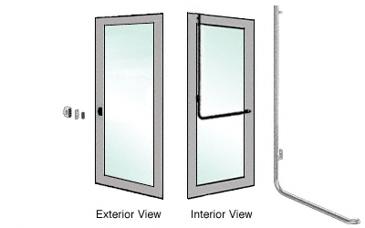 C.R. Laurence CRL Brushed Stainless Left Hand Reverse Aluminum Door Mount &quot;Z&quot; Exterior Top Securing Dummy Handle | DH100Z4ABS