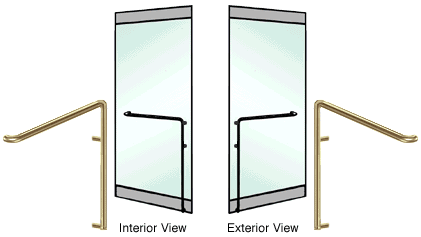 C.R. Laurence CRL Satin Brass Right Hand Reverse Rail Mount &quot;C&quot; Exterior Bottom Securing Dummy Handle | DH110C3RSB