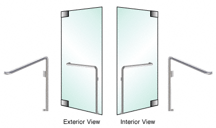 C.R. Laurence CRL Brushed Stainless Left Hand Reverse Glass Mount &quot;C&quot; Exterior Bottom Securing Dummy Handle | DH110C4GBS