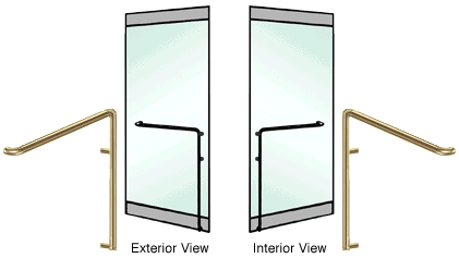 C.R. Laurence CRL Satin Brass Left Hand Reverse Rail Mount &quot;C&quot; Exterior Bottom Securing Dummy Handle | DH110C4RSB