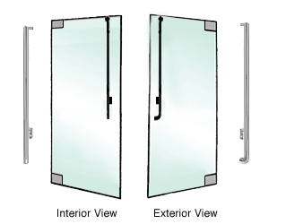 C.R. Laurence CRL Brushed Stainless Right Hand Reverse Glass Mount 170 Series &quot;J&quot; Exterior Dummy Handle | DH170J3GBS