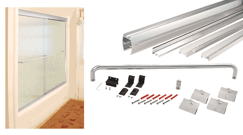 C.R. Laurence CRL Brite Anodized Cottage DK Series Sliding Shower Door Kit  60&quot; x 60&quot; with Metal Jambs for 1/4&quot; Glass | DK146060BA