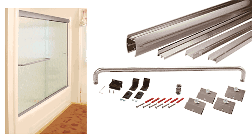 C.R. Laurence CRL Brushed Nickel Cottage DK Series Sliding Shower Door Kit  60&quot; x 72&quot; with Metal Jambs for 1/4&quot; Glass | DK146072BN