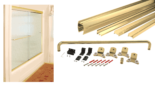 C.R. Laurence CRL Brite Gold Anodized Cottage DK Series Sliding Shower Door Kit  60&quot; x 80&quot; with Metal Jambs for 3/8&quot; Glass | DK386080BGA
