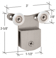 C.R. Laurence CRL Brushed Nickel 3/8&quot;  Top Hanger Bracket for CK/DK Cottage Series Sliders | DK66BN