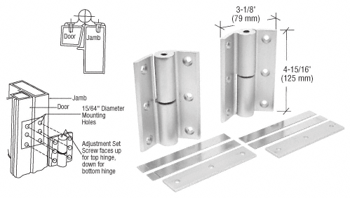 C.R. Laurence CRL Aluminum Finish Universal Storefront Door Hinges - Set | DL1099A