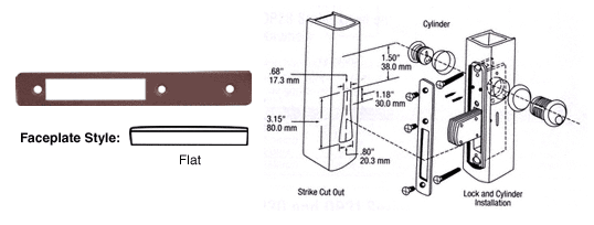 C.R. Laurence CRL Dark Bronze Finish Flat Faceplate for DL2110 Series Long Throw Deadlocks | DL2111DU