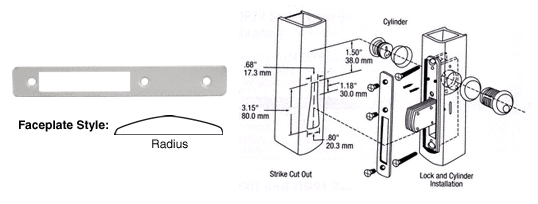 C.R. Laurence CRL Aluminum Radius Faceplate for DL2110 Series Long Throw Deadlocks | DL2112A