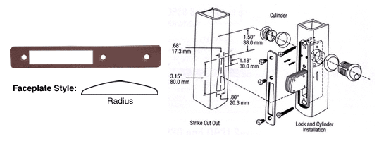 C.R. Laurence CRL Dark Bronze Radius Faceplate for DL2110 Series Long Throw Deadlocks | DL2112DU