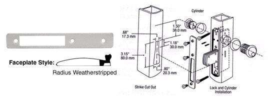 C.R. Laurence CRL Aluminum Radius Weatherstripped Faceplate for DL2110 Series Long Throw Deadlocks | DL2113A