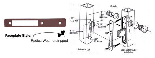C.R. Laurence CRL Dark Bronze Radius Weatherstripped Faceplate for DL2110 Series Long Throw Deadlocks | DL2113DU