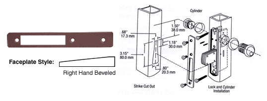 C.R. Laurence CRL Dark Bronze Right Hand Beveled Faceplate for DL2110 Series Long Throw Deadlocks | DL2115DU