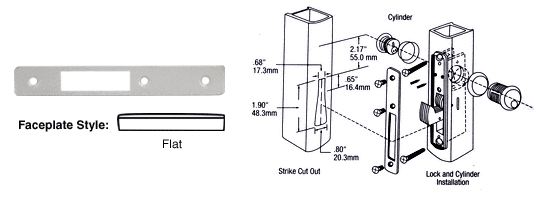 C.R. Laurence CRL Aluminum Finish Flat Faceplate for DL2130 Series Hook Throw Deadlocks | DL2131A