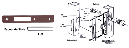 C.R. Laurence CRL Dark Bronze Finish Flat Faceplate for DL2130 Series Hook Throw Deadlocks | DL2131DU