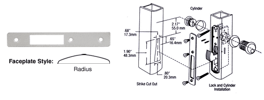 C.R. Laurence CRL Aluminum Finish Radius Faceplate for DL2130 Series Hook Throw Deadlocks | DL2132A