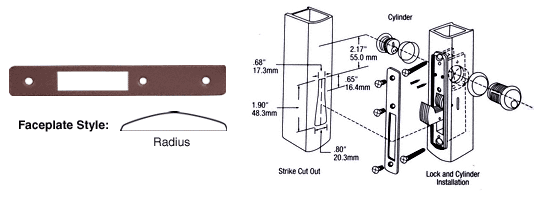 C.R. Laurence CRL Dark Bronze Finish Radius Faceplate for DL2130 Series Hook Throw Deadlocks | DL2132DU