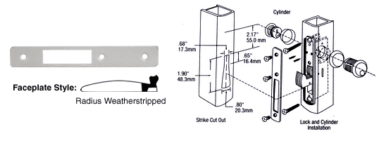 C.R. Laurence CRL Aluminum Finish Radius Weatherstripped Faceplate for DL2130 Series Hook Throw Deadlocks | DL2133A