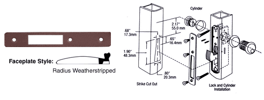 C.R. Laurence CRL Dark Bronze Finish Radius Weatherstripped Faceplate for DL2130 Series Hook Throw Deadlocks | DL2133DU