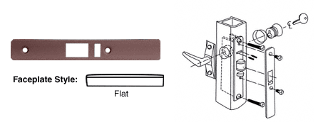 C.R. Laurence CRL Dark Bronze Finish Flat Faceplate for DL2140 Series Deadlatch Lock | DL2141DU