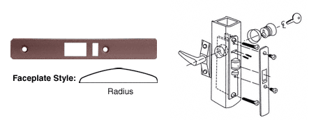 C.R. Laurence CRL Dark Bronze Finish Radius Faceplate for DL2140 Series Deadlatch Lock | DL2142DU
