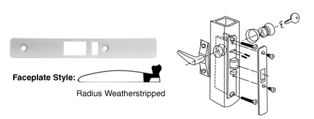 C.R. Laurence CRL Aluminum Finish Radius Weatherstripped Faceplate for DL2140 Deadlatch Locks | DL2143A