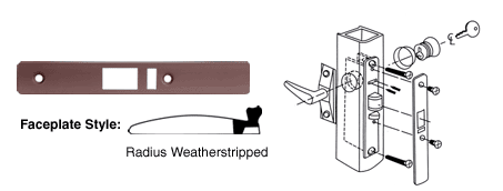 C.R. Laurence CRL Dark Bronze Finish Radius Weatherstripped Faceplate for DL2140 Series Deadlatch Lock | DL2143DU