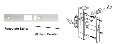 C.R. Laurence CRL Aluminum Finish Left Hand Beveled Faceplate for DL2140 Deadlatch Locks | DL2144A
