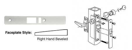 C.R. Laurence CRL Aluminum Finish Right Hand Beveled Faceplate for DL2140 Deadlatch Locks | DL2145A