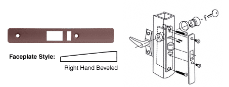 C.R. Laurence CRL Dark Bronze Finish Right Hand Beveled Faceplate for DL2140 Series Deadlatch Lock | DL2145DU