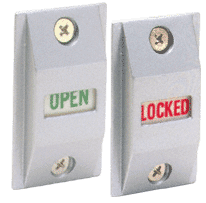 C.R. Laurence CRL Satin Aluminum Finish Open/Locked Lock Indicator Set Slide Down = &quot;OPEN&quot; | DL2187A