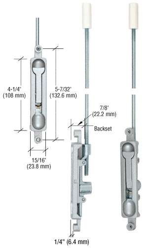 C.R. Laurence CRL Satin Aluminum Finish 1/4&quot; Offset Flush Bolt | DL2210A14